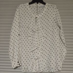 New York Company White and Black Polka Dot Blouse